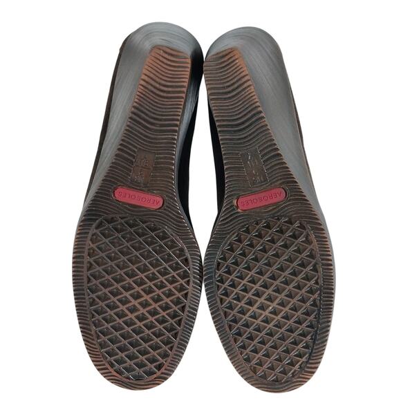 AEROSOLES! ESPRESSO BROWN GENUINE SUEDE LEATHER WEDGE HEELS LOAFERS! SZ 9M - Picture 9 of 10